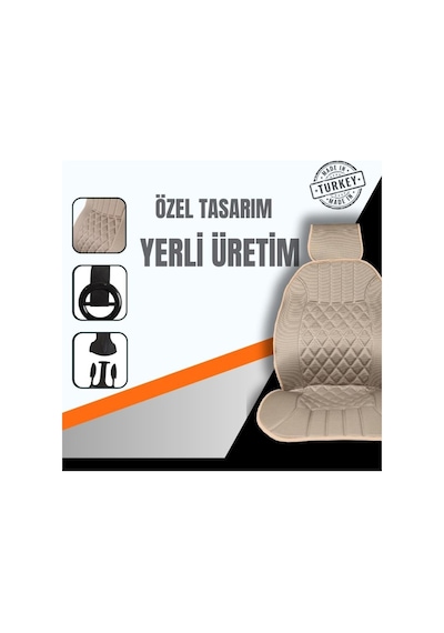 Sırt Dayamalı Ön İkili Minder Bej Desen Araç İçi Konforu Artıran Modern Minder Seti