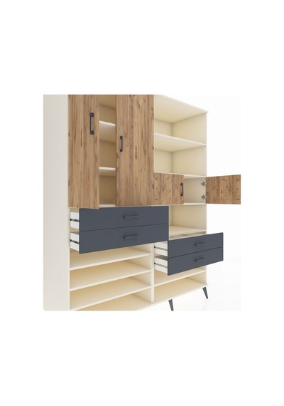 Kronos Gardrop 11 Raflı 4 Çekmeceli 4 Kapaklı 176x59x221 Aytaşı-çam/antrasit Çam/antrasit Kronos Gardrop 11 Raflı 4 Çekmeceli 4 Kapaklı 176x59x221 Aytaşı-çam/antrasit Çam/antrasit