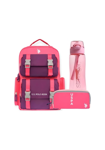 U.s. Polo Assn. Sırt Çantası Ve U.s. Polo Assn. Kalem Çantası + Suluk & Matara Pembe