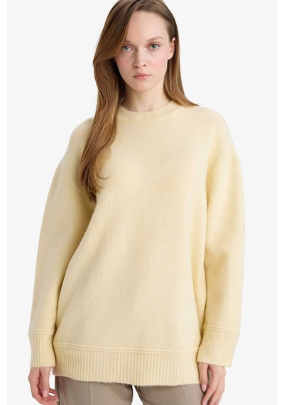 Defacto Loose Fit Bisiklet Yaka Triko Kazak Tunik G7239ax25cwyl435 Sarı-yl435