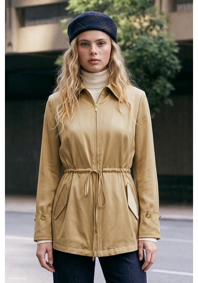 Sateen Beli Bağlamalı Ceket - Camel-138026