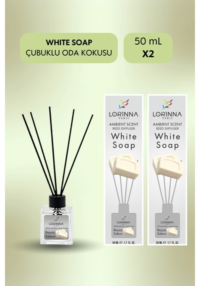 White Soap Çubuklu Oda Kokusu Set 2x50 Ml Beyaz Sabun