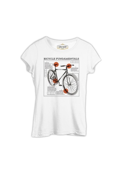 Bicycle Fundamentals Beyaz Kadın Tshirt 001