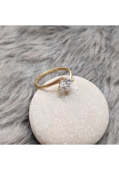 Chavin 0.85 Carat Tek Taş Sarı Altın Yüzük Br20