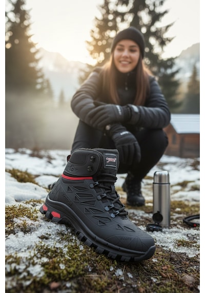 Enoch Erkek Su Geçirmez Kürklü Waterproof Outdoor Trekking Ve Dağcı Botu Siyah
