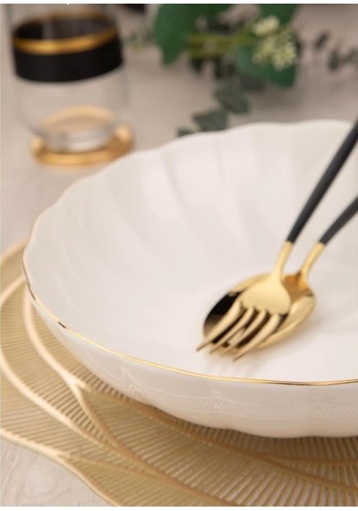 Kütahya Porselen Bone Luz Altın Yaldız Gold 6 Adet 15 Cm Çorba Kasesi Diğer