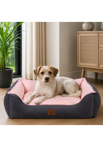 Lucy Köpek Yatağı 40 55 18 Cm Gri Pembe - Yüksek Kaliteli Pet Minderi, Yumuşak Ve Dayanıklı Kumaş, 30 C Yıkanabilir, Konforlu Dinlenme Alanı Köpek Yatak M