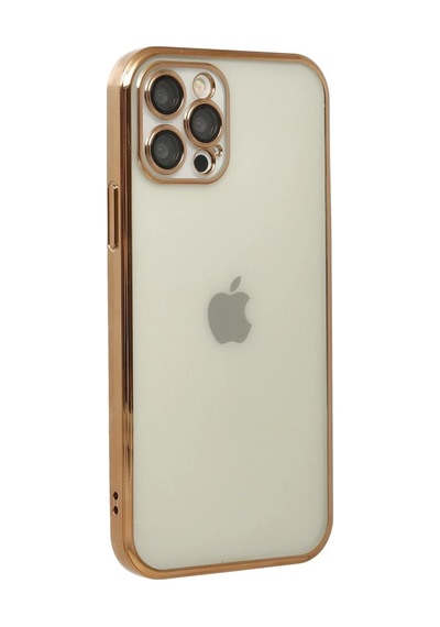 Apple iPhone Uyumlu  12 Pro Uyumlu Kılıf Lensli Silikon - Gold