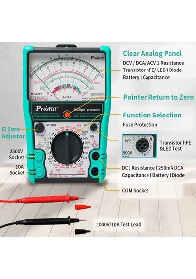Proskit Mt-2207 Korumalı Analog Multimetre Ölçü Aleti