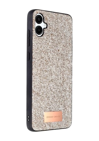 Onegif Samsung Galaxy A06 Uyumlu Bright Simli Kapak - Gold