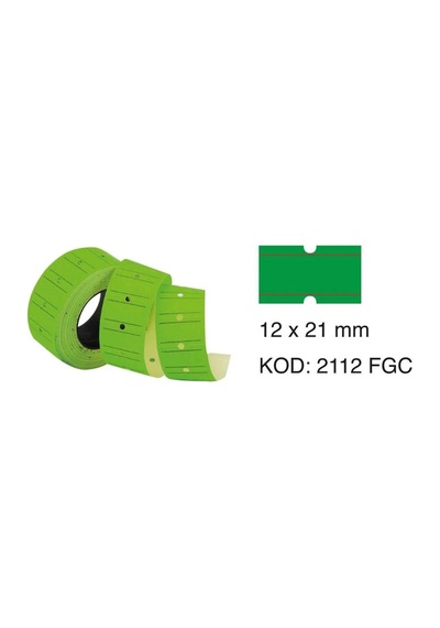 Motex Tanex Makine Etiketi Kraft Fiyatlandırma Numaralandırma Bant-12x21 Mm -800'lü - Yeşil- 5 Adet 5 Rulo