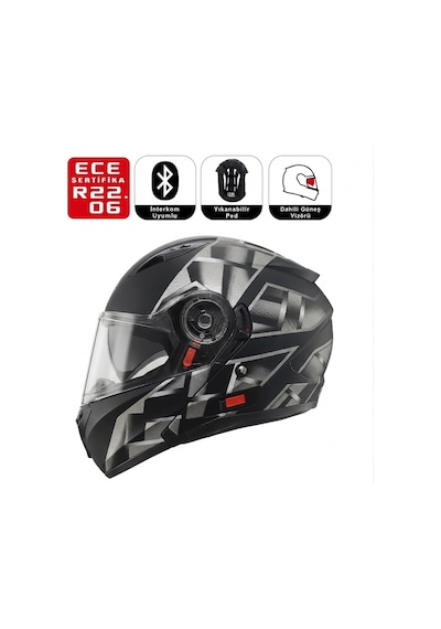 Ff869 Space Motosiklet Kaskı Güneş Vizörlü Çene Açılır Motorcu Kask Çok Renkli