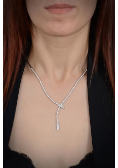 Kadın Gümüş Set - Elika Zirconia Taşlı Su Yolu Set • Işıklı Kutuda • Düğün • Nişan • Gelin Seti