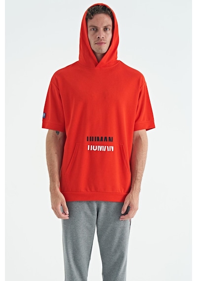 Tommy Life Fiesta Kanguru Cepli Yazı Nakışlı Kapüşonlu Erkek T-shirt - 88195 001