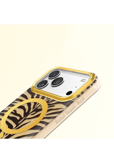 İphone 17 Pro Max Uyumlu Kılıf M-safe Şarj Özellikli Zore Paris Veyro Tpu Kapak Gold