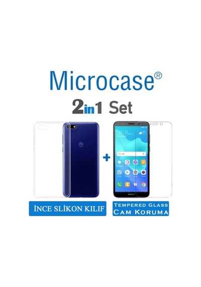 Microcase Huawei Y5 Prime 2018 Ince 0.2 Mm Silikon Kilif+Cam 273065313 - Seçenek / Cam Koruma-Cam Istiyorum