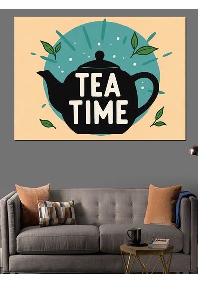 Çay Zamanı Vintage Tasarım Dekoratif Kanvas - Mdf Ahşap Tablo