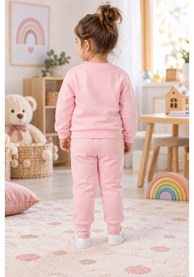 Tucankids Kız Çocuk Pembe Ayıcık Nakışlı 2 İplik Eşofman Takımı