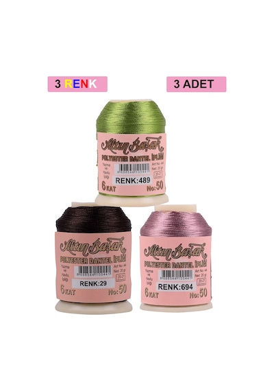 3 Adet Altınbaşak Oya Ve Dantel İpi 20 Gr - Royaleks - No: 029 -