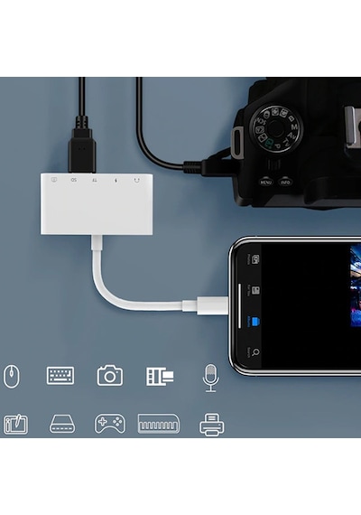 Ally 5 In 1 Apple iPhone  Uyumlu iPad Lightning To Audio Usb Kamera Dönüştürücü