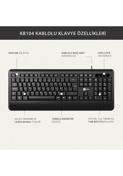 Lecoo KB104 USB Kablolu Türkçe Q Klavye