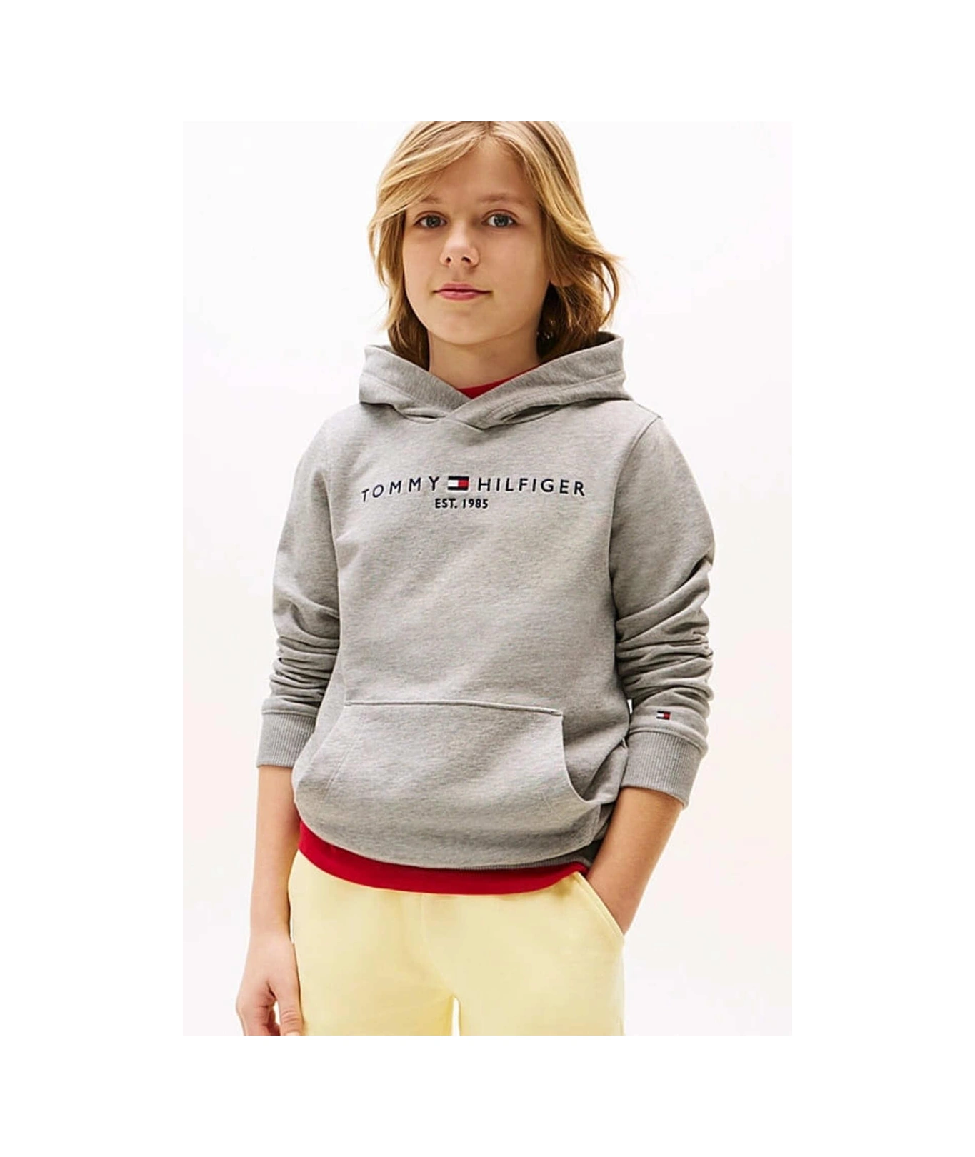 Tommy Hilfiger Unisex Çocuk Th Essential Hoodie Kapüşonlu Sweatshirt - Gri-10982 Light Grey Heather Tommy Hilfiger Unisex Çocuk Th Essential Hoodie Kapüşonlu Sweatshirt - Gri-10982 Light Grey Heather