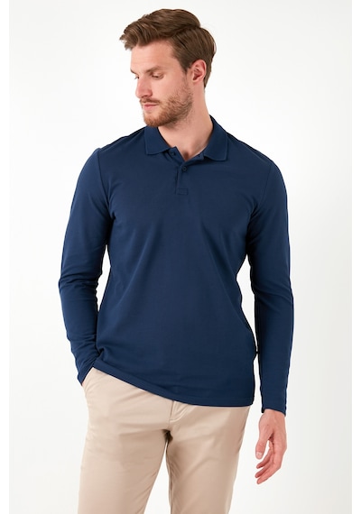 Buratti % 100 Pamuk Slim Fit Polo Yaka Erkek Sweat 5905707 Indigo
