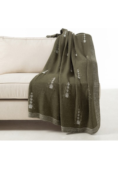 Mudo Home Eva Forest Koltuk Şalı Yeşil Ekru 130x170 Çok Renkli