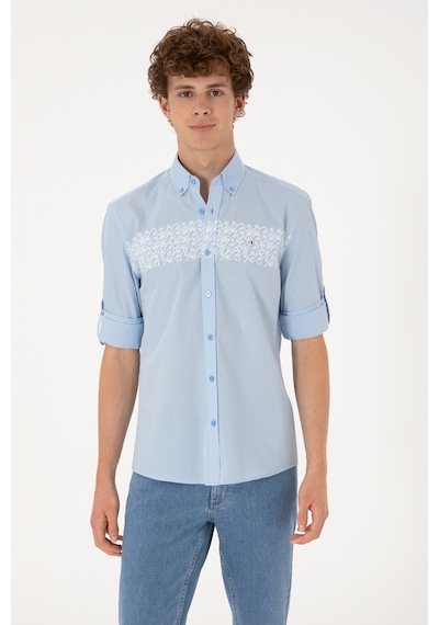 U.s. Polo Assn. Erkek Açık Mavi Gömlek Desenli 50306362-vr003 Acık Mavı