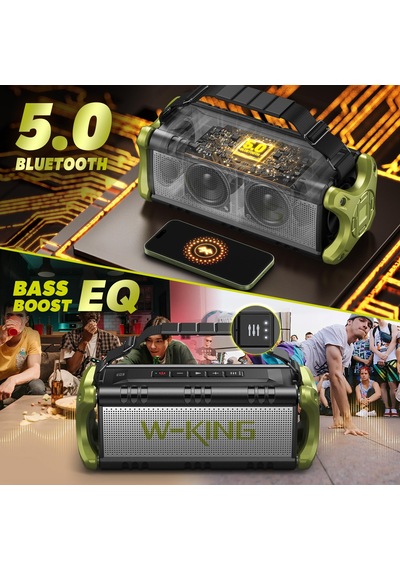 W-kıng D8-1 Bluetooth Hoparlör, 90w Ultra Bass Boombox, 40 Saat Çalma Süresi, Ipx6 Suya Dayanıklı, K