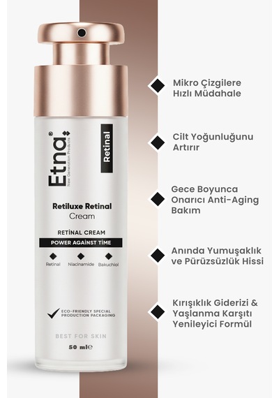 Etna Pharma Retiluxe Kırışıklık Ve Yaşlanma Karşıtı, Aydınlatıcı, Anti-aging Retinal Krem 50 Ml