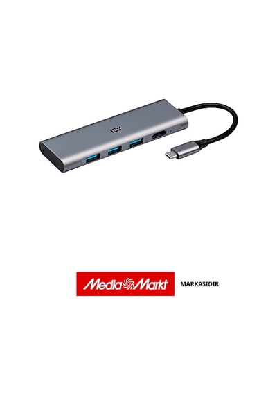 Isy IAD-0016-1 Usb-C To 3x Usb-A & HDMI Pd Usb-C Adaptörü