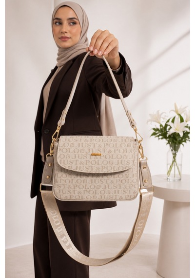 Just Polo Yeni Sezon Kolon Askılı 4 Bölmeli Kadın Çantası 25x15cm Bej