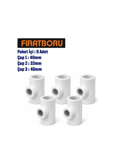 Fırat 40mm 32mm 40mm İnegal Te, 40 32 40 İnegal Te, 5 Adet, 7b42403240