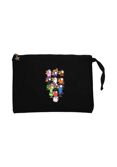 Goose Goose Duck Karakter Siyah Clutch Astarlı Cüzdan / El Çantası