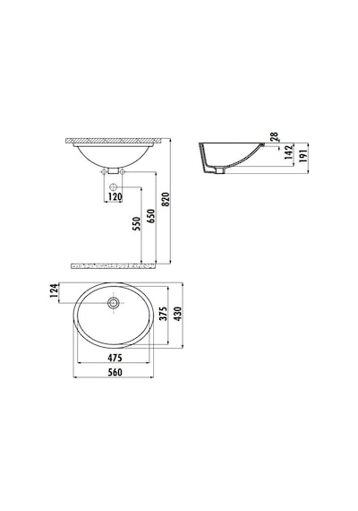 Creavit Tp214 Tezgah Altı Oval Lavabo 37 x 47 CM Beyaz