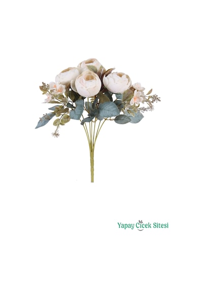 Yapay Çiçek Sitesi Yapay Şakayık Görünümlü Premium Ranunkulus Demeti 35 Cm Ekru Beyaz