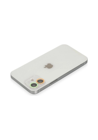 Apple, Uyumlu iPhone 11 Renkli Kamera Lens Koruma Cam - Turuncu-yeşil