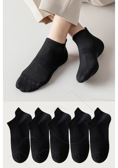 Bgk Unisex Spor Patik Renkli 5'li Siyah