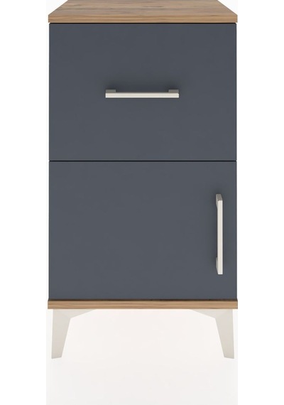 Arges Komodin 3 Raflı Tek Kapaklı 44x30x80 Çam-antrasit Atlas Çam