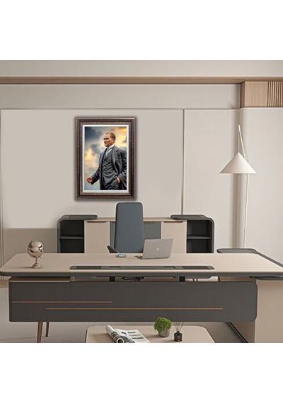 Çerçeveli Deri Atatürk Tablosu 44 Çerçeveli Tablo 61x81 Cm Diğer