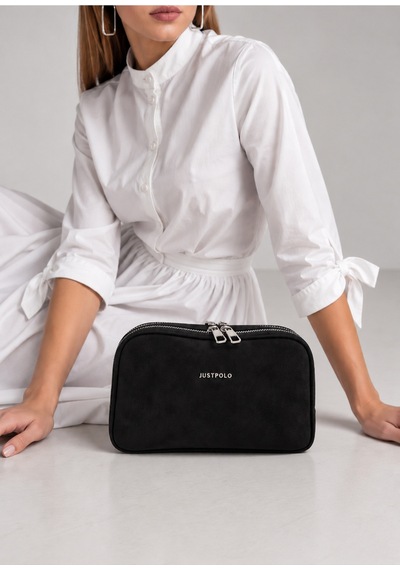Just Polo Kadın Çok Bölmeli Süet Lüks Tasarımlı Çapraz Askılı Omuz Çantası Shoulder Bag Siyah