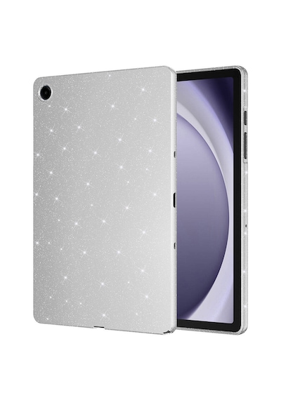 Samsung Galaxy Tab S10 Lite / S10 Fe / S9 Fe 10.9 Uyumlu Simli Parlak Koton Tablet Kılıf Standlı Koruyucu Kapak Gümüş