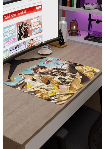 Zhongli Genshin Impact Anime Gacha V3 - 48x40 Xl Gaming Mouse Pad Fare Altlığı