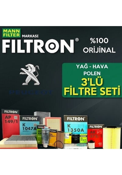Peugeot 206 1.4 Filtron Filtre Bakım Seti 1998-2009 (505525664)
