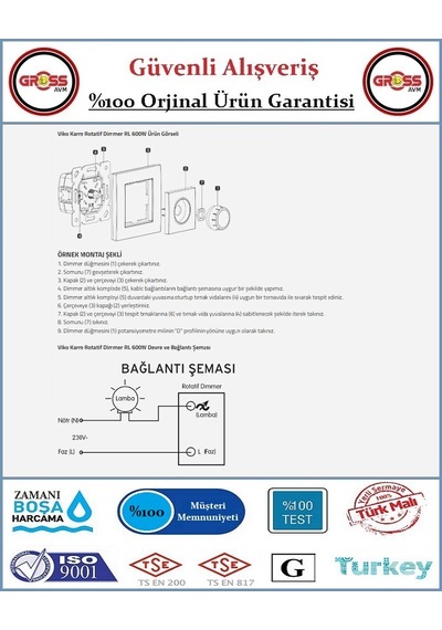 Viko Karre Dimmer 600w - Çerçeve Dahil - Beyaz