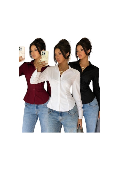 Cool Tarz Kadın Exclusive Slim Fit Gömlek Lüks Minimal Şık Ve Sofistike Görünüm Siyah - Bordo - Beyaz Siyah - Bordo - Beyaz Cool Tarz Kadın Exclusive Slim Fit Gömlek Lüks Minimal Şık Ve Sofistike Görünüm Siyah - Bordo - Beyaz Siyah - Bordo - Beyaz