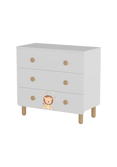 Meltem Kids Sweet Lion Bebek Ve Çocuk Odası Üç Çekmeceli Şifonyer Beyaz