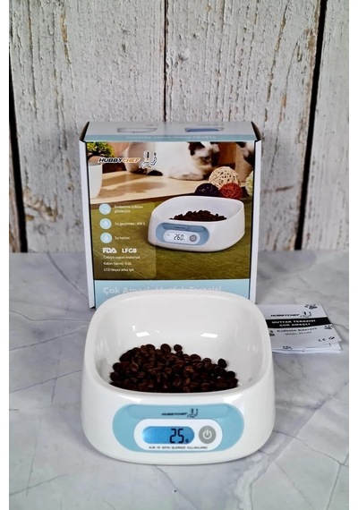 Tr Dijital Kedi Köpek Mama Ve Su Kabı, Elektronik Beslenme Kabı, 2kg Kapasiteli, 1g Hassasiyetli, Beyaz