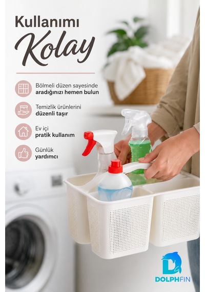 Jute Bölmeli Deterjanlık Organizer Mutfak Banyo Lavabo Altı Temizlik Malzemesi Düzenleyici beyaz